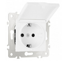 Розетка влагозащищенная с заземлением и со шторкой с крышкой Arte Milano am-203 203.41-1.white
