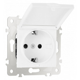 Розетка влагозащищенная с заземлением и со шторкой с крышкой Arte Milano am-203 203.41-1.white
