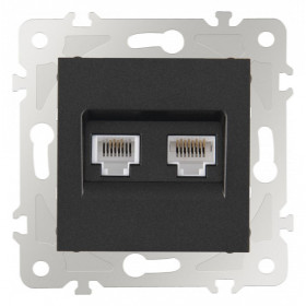 Розетка двойная RJ-11 и Ethernet RJ-45, без рамки Arte Milano am-203 203.44-1.black