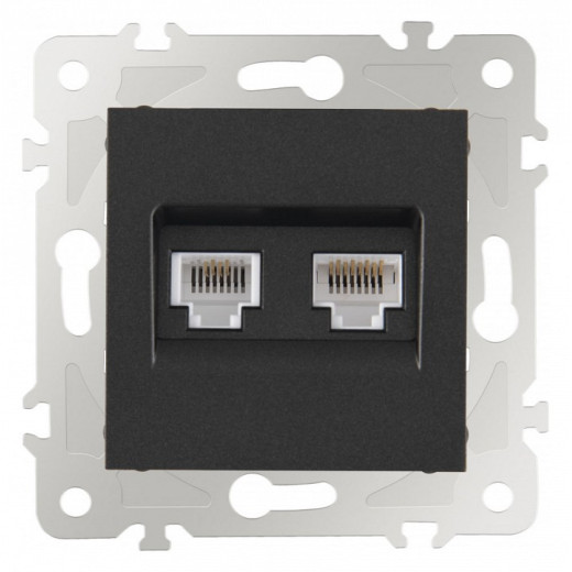 Розетка двойная RJ-11 и Ethernet RJ-45, без рамки Arte Milano am-203 203.44-1.black
