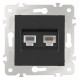 Розетка двойная RJ-11 и Ethernet RJ-45, без рамки Arte Milano am-203 203.44-1.black