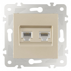 Розетка двойная RJ-11 и Ethernet RJ-45, без рамки Arte Milano am-203 203.44-1.shampan