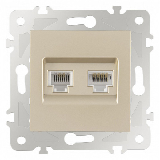 Розетка двойная RJ-11 и Ethernet RJ-45, без рамки Arte Milano am-203 203.44-1.shampan