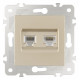 Розетка двойная RJ-11 и Ethernet RJ-45, без рамки Arte Milano am-203 203.44-1.shampan