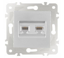 Розетка двойная RJ-11 и Ethernet RJ-45, без рамки Arte Milano am-203 203.44-1.silver