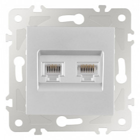 Розетка двойная RJ-11 и Ethernet RJ-45, без рамки Arte Milano am-203 203.44-1.silver