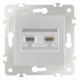 Розетка двойная RJ-11 и Ethernet RJ-45, без рамки Arte Milano am-203 203.44-1.silver
