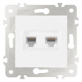 Розетка двойная RJ-11 и Ethernet RJ-45, без рамки Arte Milano am-203 203.44-1.white