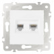 Розетка двойная RJ-11 и Ethernet RJ-45, без рамки Arte Milano am-203 203.44-1.white