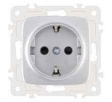 Розетка с заземлением и со шторкой, без рамки Arte Milano am-205 205.40-1.silver