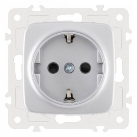 Розетка с заземлением и со шторкой, без рамки Arte Milano am-205 205.40-1.silver