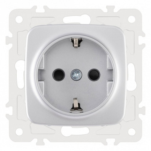 Розетка с заземлением и со шторкой, без рамки Arte Milano am-205 205.40-1.silver
