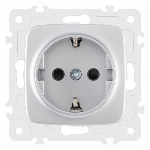 Розетка с заземлением и со шторкой, без рамки Arte Milano am-205 205.40-1.silver