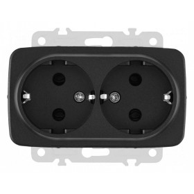 Розетка двойная с заземлением, без рамки Arte Milano am-205 205.40-2.black