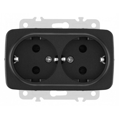Розетка двойная с заземлением, без рамки Arte Milano am-205 205.40-2.black