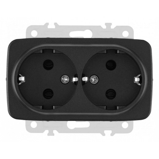 Розетка двойная с заземлением, без рамки Arte Milano am-205 205.40-2.black