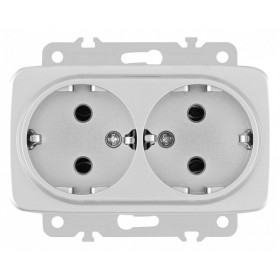 Розетка двойная с заземлением, без рамки Arte Milano am-205 205.40-2.silver