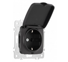 Розетка влагозащищенная с заземлением и со шторкой с крышкой Arte Milano am-205 205.41-1.black