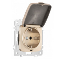 Розетка влагозащищенная с заземлением и со шторкой с крышкой Arte Milano am-205 205.41-1.shampan