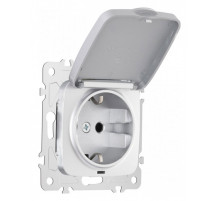 Розетка влагозащищенная с заземлением и со шторкой с крышкой Arte Milano am-205 205.41-1.silver