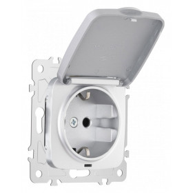 Розетка влагозащищенная с заземлением и со шторкой с крышкой Arte Milano am-205 205.41-1.silver