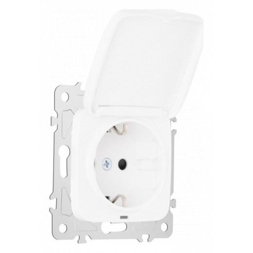 Розетка влагозащищенная с заземлением и со шторкой с крышкой Arte Milano am-205 205.41-1.white