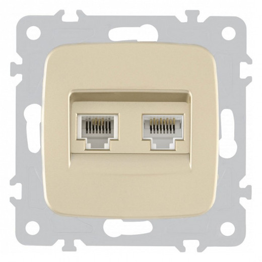 Розетка двойная RJ-11 и Ethernet RJ-45, без рамки Arte Milano am-205 205.44-1.shampan