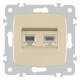 Розетка двойная RJ-11 и Ethernet RJ-45, без рамки Arte Milano am-205 205.44-1.shampan