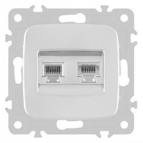Розетка двойная RJ-11 и Ethernet RJ-45, без рамки Arte Milano am-205 205.44-1.silver