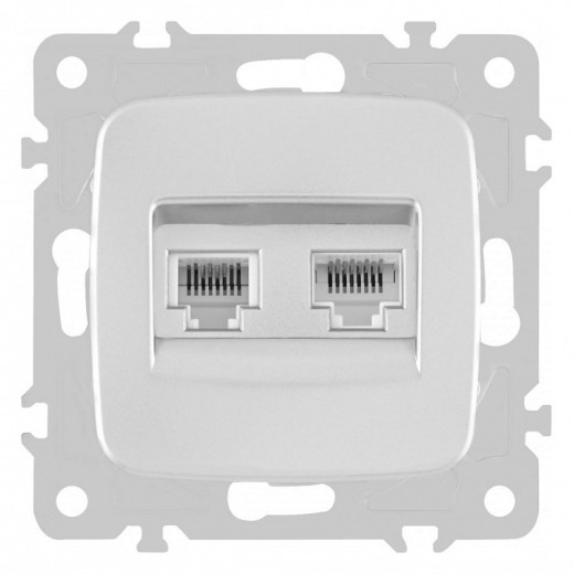 Розетка двойная RJ-11 и Ethernet RJ-45, без рамки Arte Milano am-205 205.44-1.silver