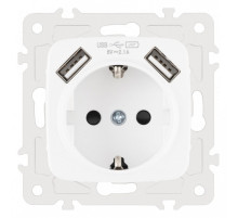 Розетка с заземлением и со шторкой и 2хUSB, без рамки Arte Milano am-205 205.47-1.white