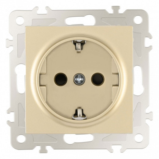 Розетка с заземлением и со шторкой, без рамки Arte Milano am-206 206.40-1.shampan