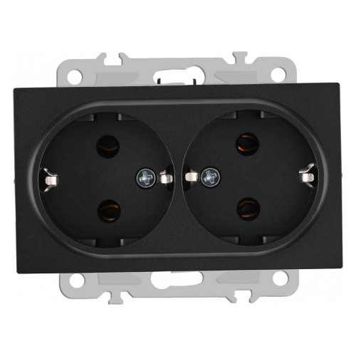 Розетка двойная с заземлением, без рамки Arte Milano am-206 206.40-2.black