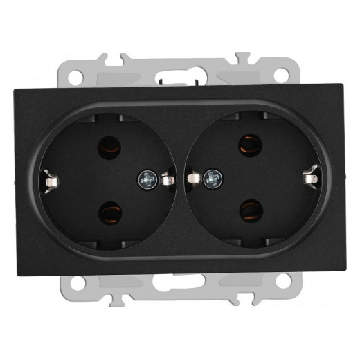 Розетка двойная с заземлением, без рамки Arte Milano am-206 206.40-2.black