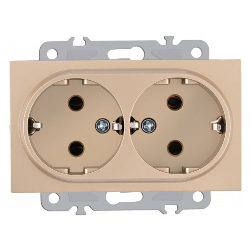 Розетка двойная с заземлением, без рамки Arte Milano am-206 206.40-2.shampan