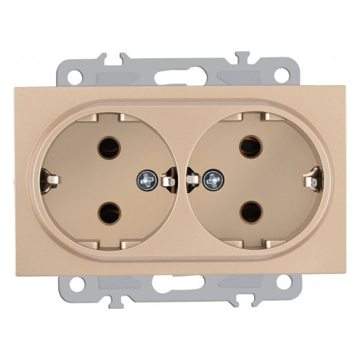 Розетка двойная с заземлением, без рамки Arte Milano am-206 206.40-2.shampan