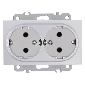 Розетка двойная с заземлением, без рамки Arte Milano am-206 206.40-2.silver