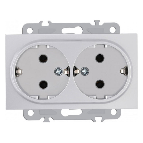 Розетка двойная с заземлением, без рамки Arte Milano am-206 206.40-2.silver