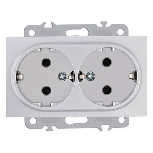 Розетка двойная с заземлением, без рамки Arte Milano am-206 206.40-2.silver