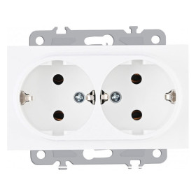 Розетка двойная с заземлением, без рамки Arte Milano am-206 206.40-2.white