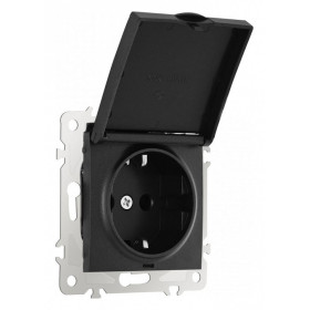 Розетка влагозащищенная с заземлением и со шторкой с крышкой Arte Milano am-206 206.41-1.black