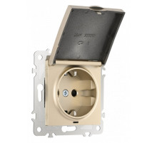 Розетка влагозащищенная с заземлением и со шторкой с крышкой Arte Milano am-206 206.41-1.shampan