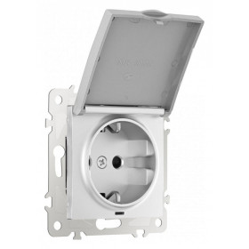 Розетка влагозащищенная с заземлением и со шторкой с крышкой Arte Milano am-206 206.41-1.silver