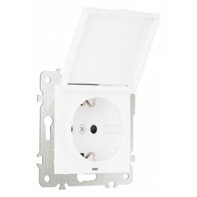 Розетка влагозащищенная с заземлением и со шторкой с крышкой Arte Milano am-206 206.41-1.white