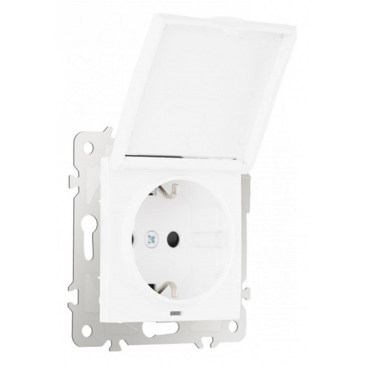 Розетка влагозащищенная с заземлением и со шторкой с крышкой Arte Milano am-206 206.41-1.white