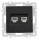 Розетка двойная RJ-11 и Ethernet RJ-45, без рамки Arte Milano am-206 206.44-1.black