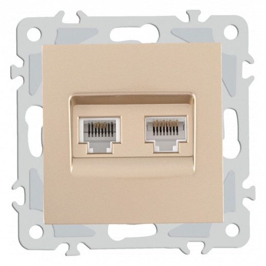 Розетка двойная RJ-11 и Ethernet RJ-45, без рамки Arte Milano am-206 206.44-1.shampan