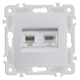 Розетка двойная RJ-11 и Ethernet RJ-45, без рамки Arte Milano am-206 206.44-1.silver