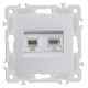 Розетка двойная RJ-11 и Ethernet RJ-45, без рамки Arte Milano am-206 206.44-1.silver