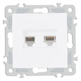 Розетка двойная RJ-11 и Ethernet RJ-45, без рамки Arte Milano am-206 206.44-1.white